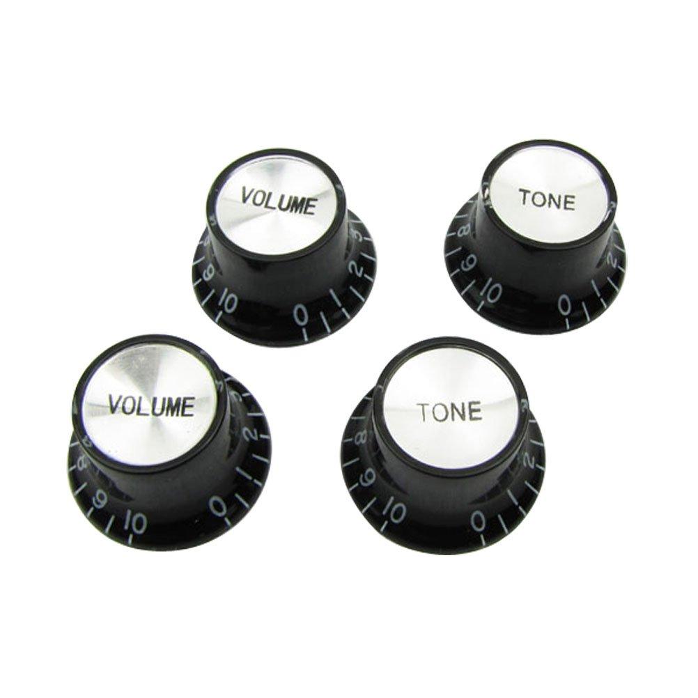 Musiclily Plastic Metric 2 Volume and 2 Tone Knobs Top Hat for Les Paul Style Electric Guitar, Black