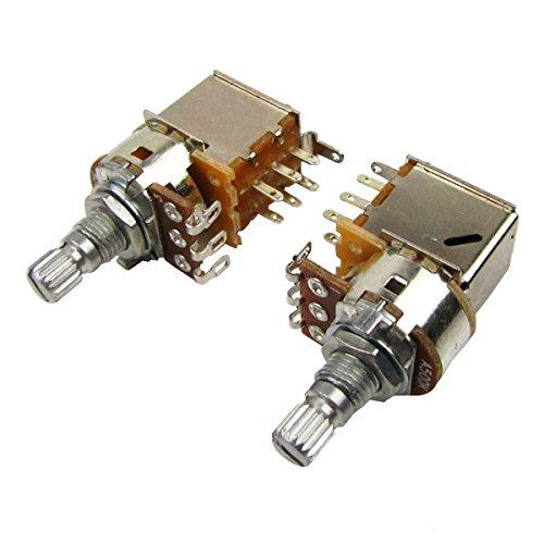 Musiclily A500k Push Pull Split Knurled Short Shaft 15mm Audio Taper Pots Guitar Volume Potentiometers for Guitar Bass Parts, Chrome (Pack of 2)