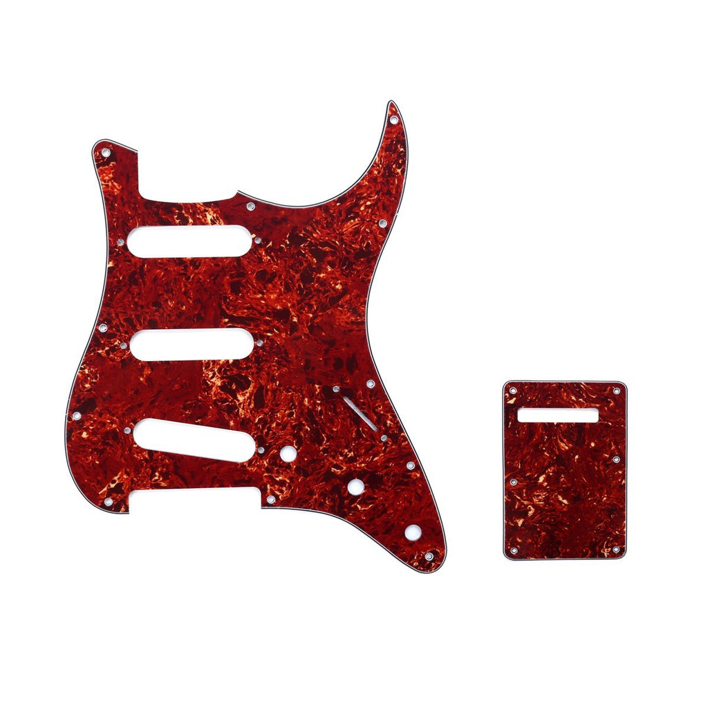 Musiclily SSS Strat Guitar Pickguard and BackPlate Set for Fender USA/Mexican Standard Stratocaster Modern Style, 4Ply Vintage Tortoise