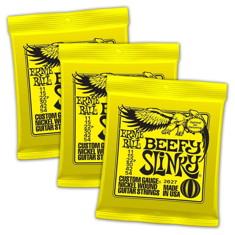 Ernie Ball Beefy Slinky Nickel Wound Sets.011 - .054, Bundle of 3 Sets