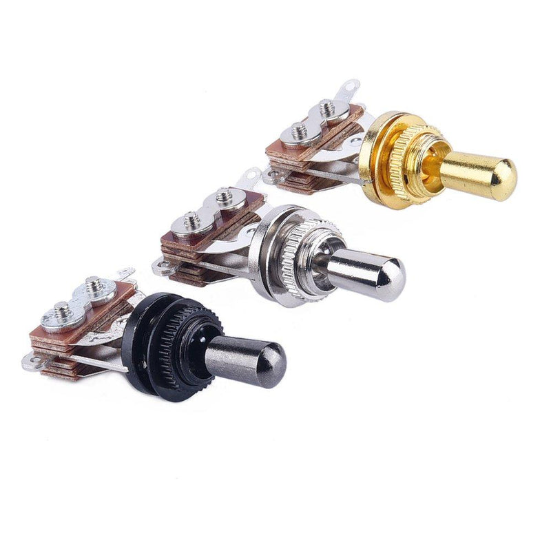 Electric Guitar 3 Way Toggle Switch Pickup Selector Switch with Brass Tip Knob (Gold+Black+Chrome) Gold+Black+Chrome