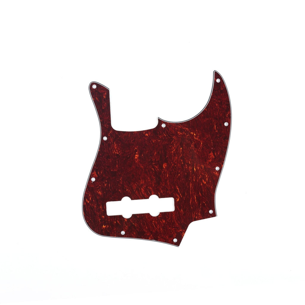 Musiclily 10 Hole J Bass Pickguard for Fender American/Mexican Made Standard Jazz Bass, 4Ply Red Tortoise