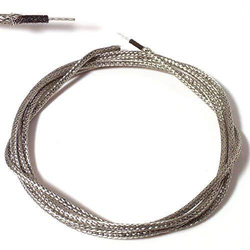 Guitar wire silver braided shield, Cloth covered 1 meter length 22 gauge