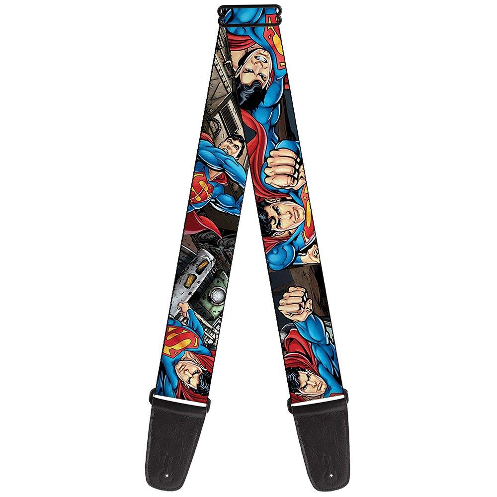 Buckle-Down GS-WJL025 Guitar Strap Superman Metropolis Face Off 2 Inches Wide, Multicolor