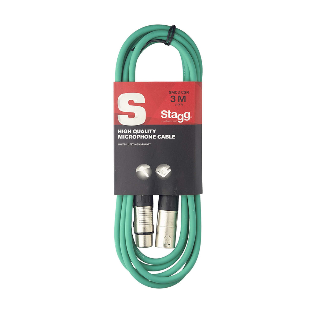 Stagg SMC3 CGR 3 m XLR to XLR Microphone Cable - Green