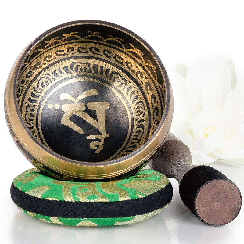 Tibetan Singing Bowl Set — Easy to Play with Cushion & New Dual-End striker for Holistic Healing, Calming & Mindfulness ~ Balance & Harmony Design
