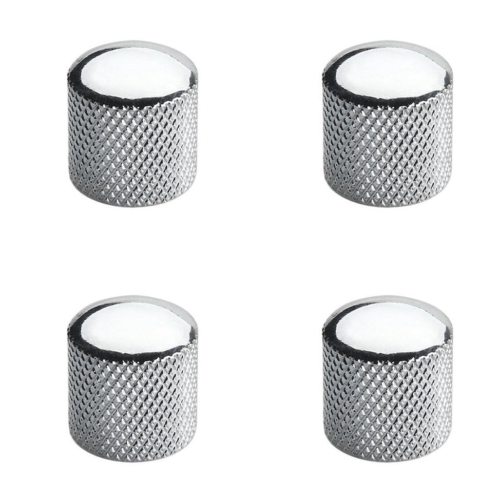 Musiclily Metric Heavy Metal Knurled Dome Knobs with Screw Set for Electric Guitar or Bass, Chrome(4 Pieces)