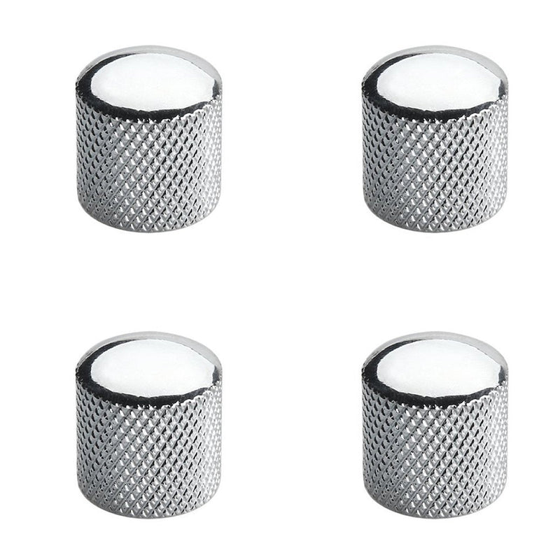 Musiclily Metric Heavy Metal Knurled Dome Knobs with Screw Set for Electric Guitar or Bass, Chrome(4 Pieces)