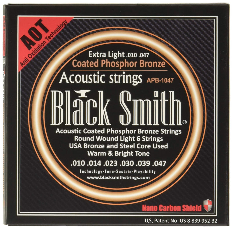 Smith Black Coated Set of gauges 10-47 Acoustic Guitar Strings