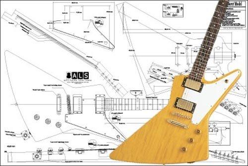 Plan of Gibson Explorer Electric Guitar - Full Scale Print