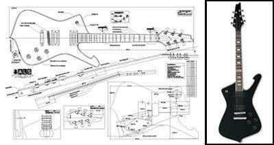 Plan of Ibanez Iceman Electric Guitar - Full Scale Print