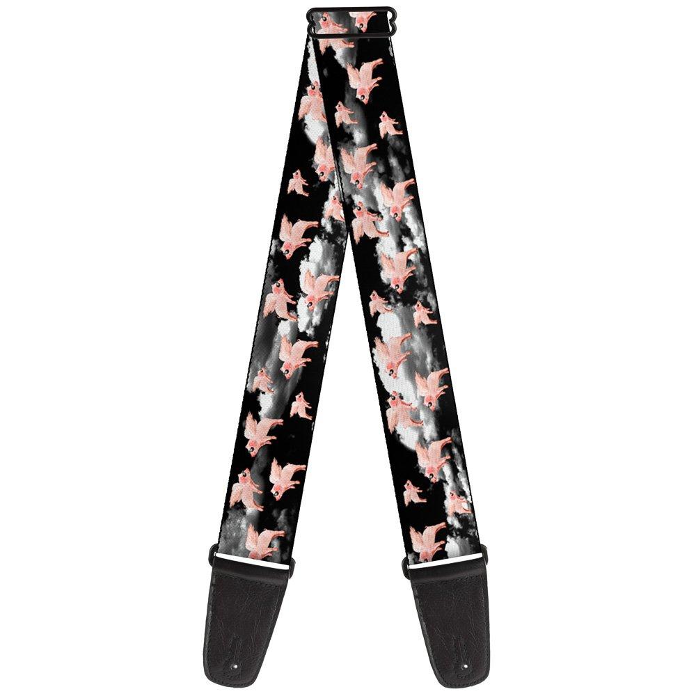 Buckle-Down Guitar Strap Flying Pigs Black White Pink 2 Inches Wide (GS-W30658) Flying Pigs Black/White/Pink