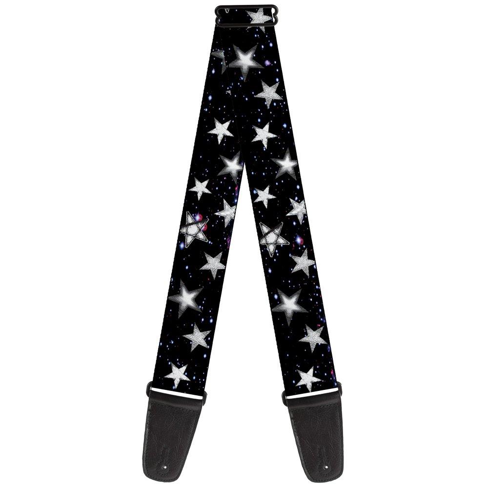 Guitar Strap Glowing Stars In Space Black Purple White 2 Inches Wide
