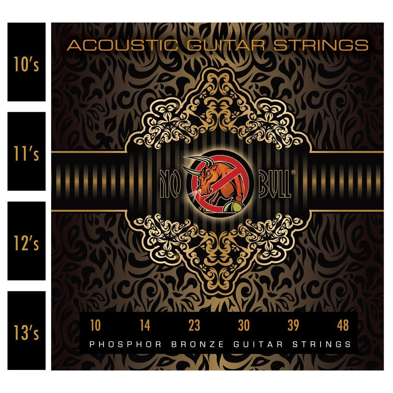 10's Acoustic Guitar Strings for Warmer Tone, Balanced Sound and Great Sustain - 6 String Set of Phosphor Bronze Wound (80/20) Replacement Strings with Steel Core (10s / 10 Gauge) 10s (Extra Light)