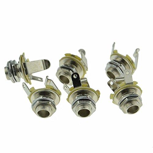 6x 0.25 Inches Guitar Jack Socket Input Output Silver 6.35mm Jack for Electric Guitar Bass