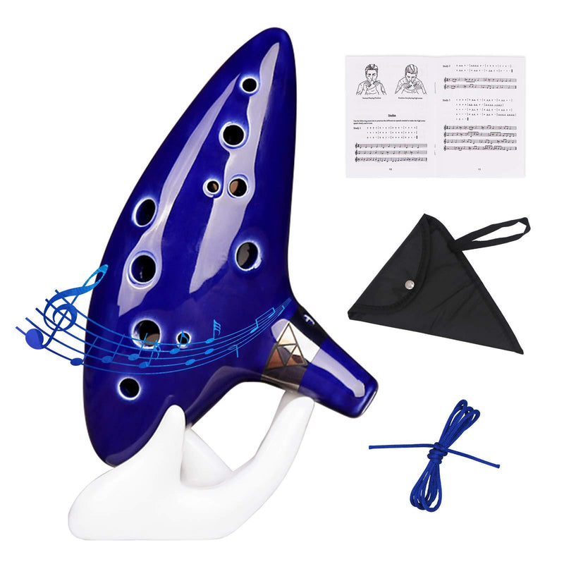 zetong Legend of Zelda Ocarina 12 Hole Alto C with Textbook and Protective Bag, Perfect for Beginners and Professional Performance Blue 12 Loch