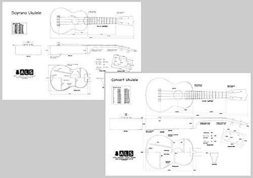 Set of 2 Plans - Soprano & Concert Ukuleles - Full Scale Prints