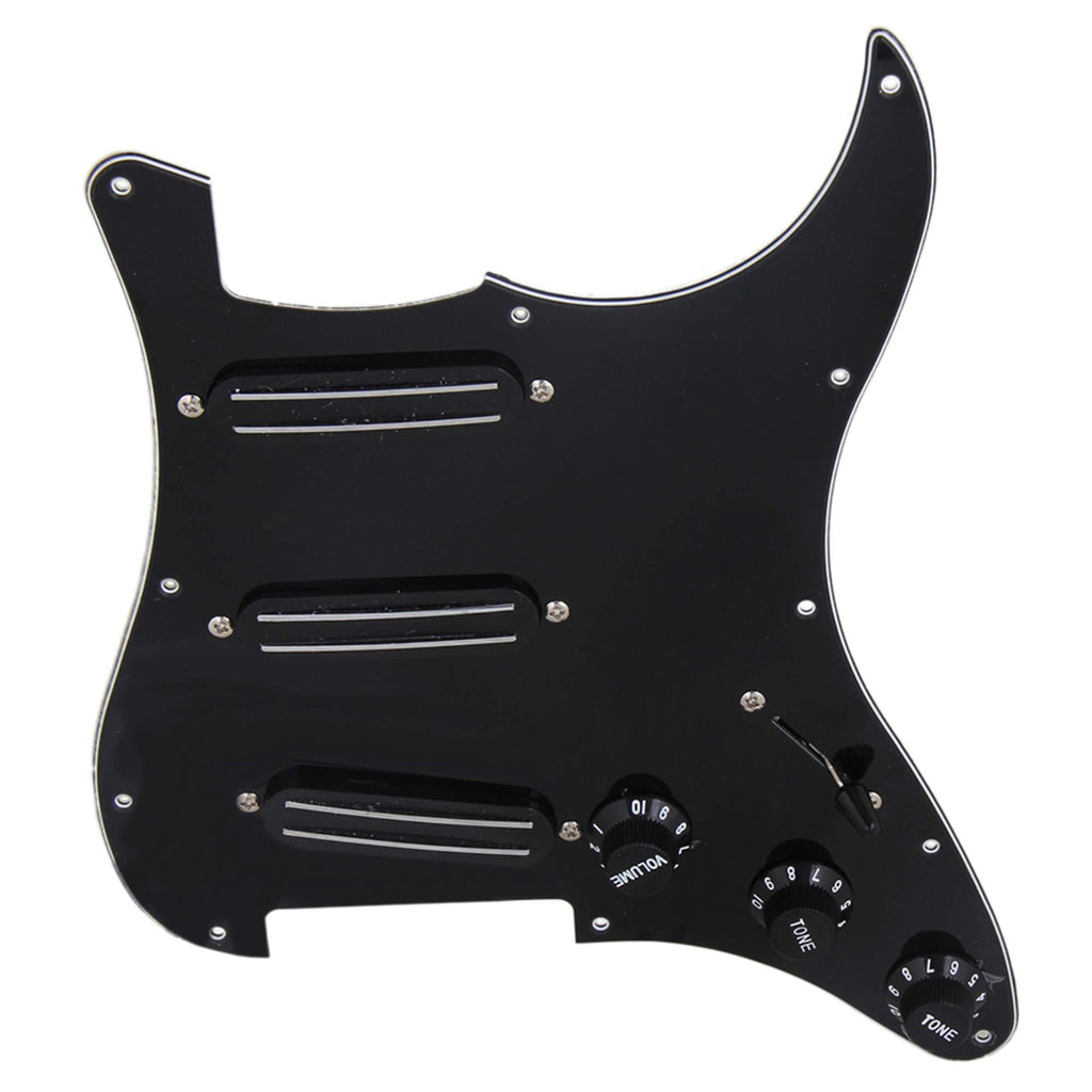 Yibuy Black 3-ply Dual Rail Pickup Electric Guitar Loaded Prewired Pickguard set SSS 9.2-9.3 kohm