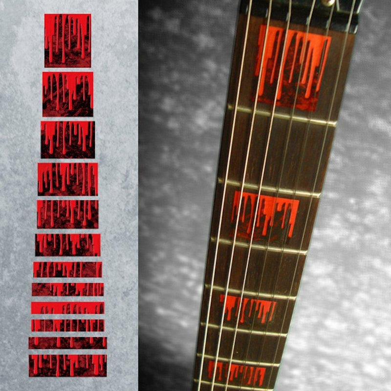 Inlaystickers Inlay Sticker Fret Markers for Guitars & Bass - Dripping Blood Blocks F-096BS-BK