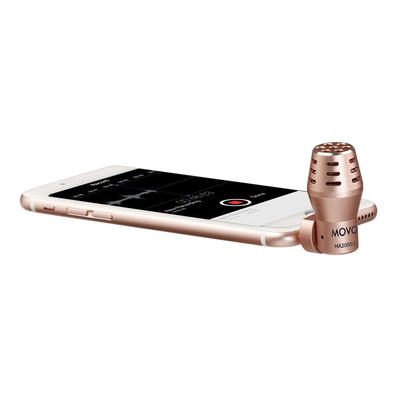 Movo MA200 Professional Recording Microphone Compatible with iPhone, iPad, Android Smartphones and Tablets (Rose Gold)
