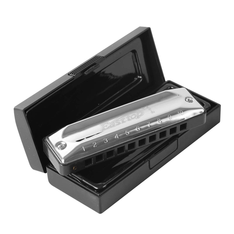 East top Harmonica C,10 Hole 20 Tone Diatonic Blues Harmonica T002 Key of C with Case mouth organ harmonica for adults Professional Player and Students T002-C