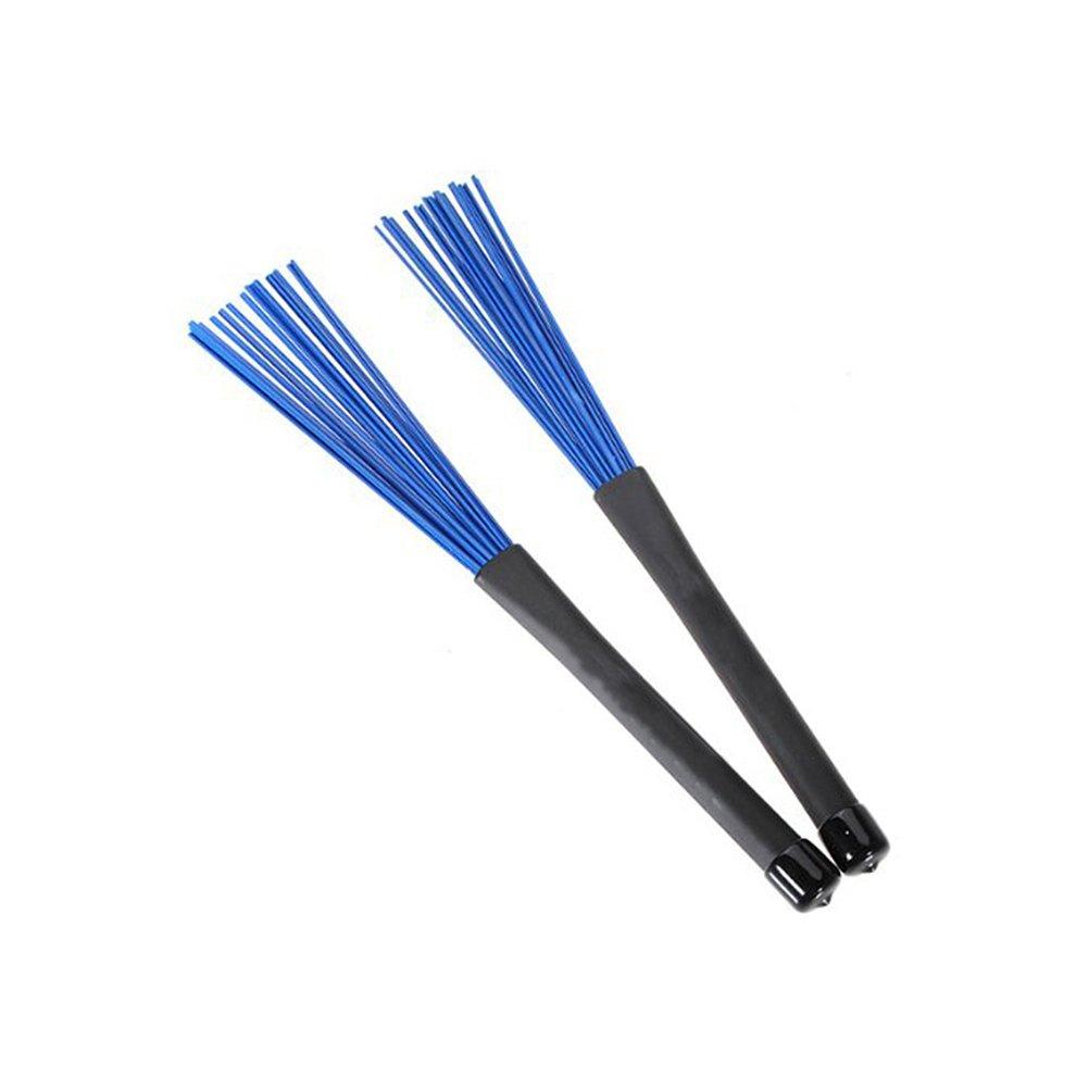 ROSENICE Drum Brushes Drumstick Retractable Handles Brushes for Jazz Rock,One Pair(Blue)