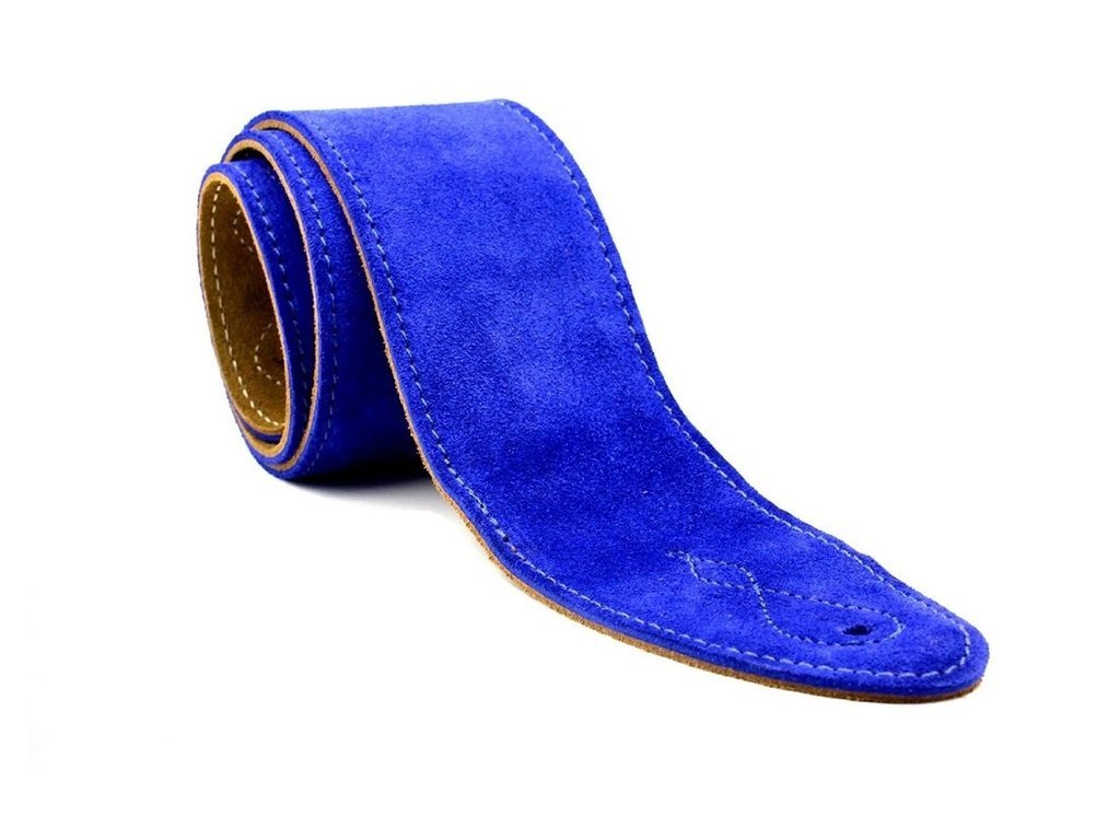 LeatherGraft Blue Genuine Suede Style 2.5 Inch Wide Guitar Strap - Suitable for All Electric, Acoustic, Classical & Bass Guitars
