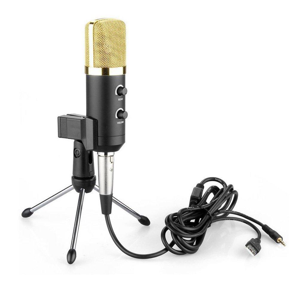 MyArmor Professional Condenser Microphone Pro Audio Studio Vocal Recording Mic with Stative Tripod (BM-100FX) BM-100FX