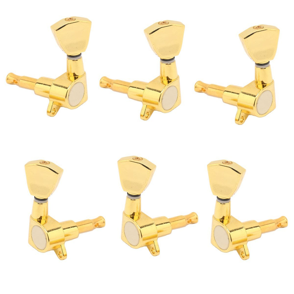 Musiclily 3+3 Sealed Guitar Tuners Tuning Pegs Keys Machine Heads Set for Electric/Acoustic Guitar, Keystone Button Gold