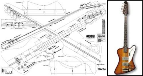 Plan of Gibson Thunderbird 4 String Bass - Full Scale Print