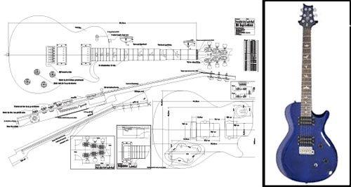 Plan of PRS Singlecut Single-Cutaway Electric Guitar - Full Scale Print