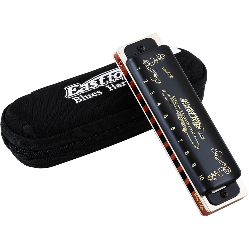 East top 10 Holes 20 Tones 008K Blues Professional Diatonic Blues Harmonica key of Paddy G, Harmonica for Adults, Professional Player and Students