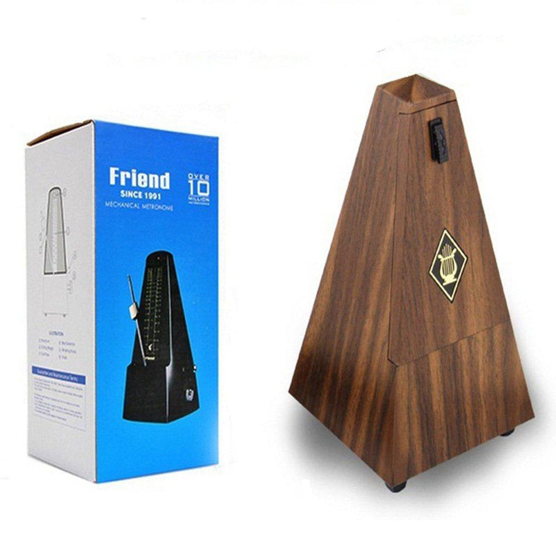 TAMUME Rosewood-Colored Antique Vintage Pyramid Style Toughen Plastic Metronome 40-208 BPM Tempo Music Timer With Built-in Bell and Copper Mechanism