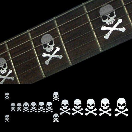 Inlaystickers Fret Markers for Guitars & Bass - Skull with Crossbones (Sideways) - Metallic