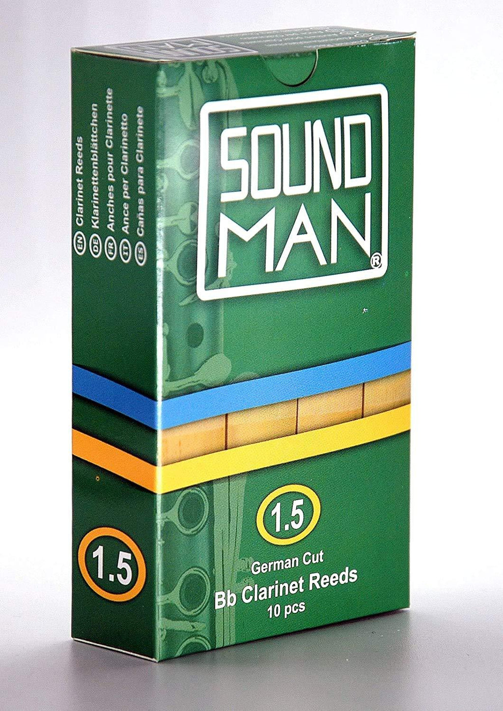 Soundman® reeds for German clarinet leaves, clarinet reeds, wooden reeds, German cut, German system, German grip system, 10 pieces (2.0) 2,0