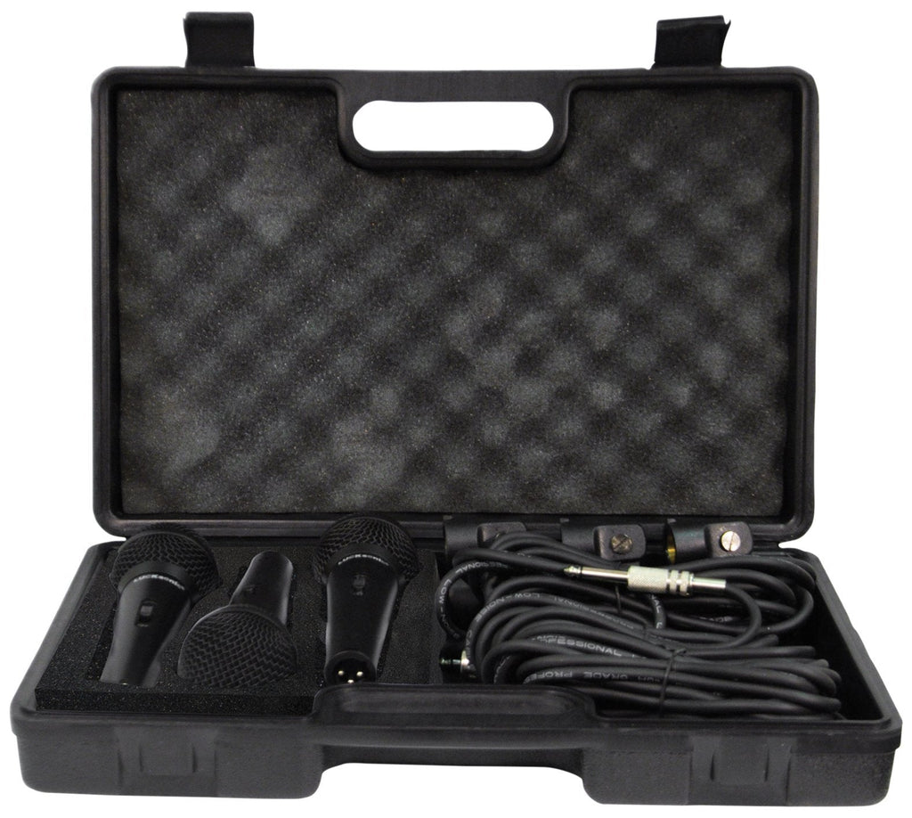 Soundlab Dynamic Premium Vocal Microphone Kit with 3 Microphones, Leads and Carry Case