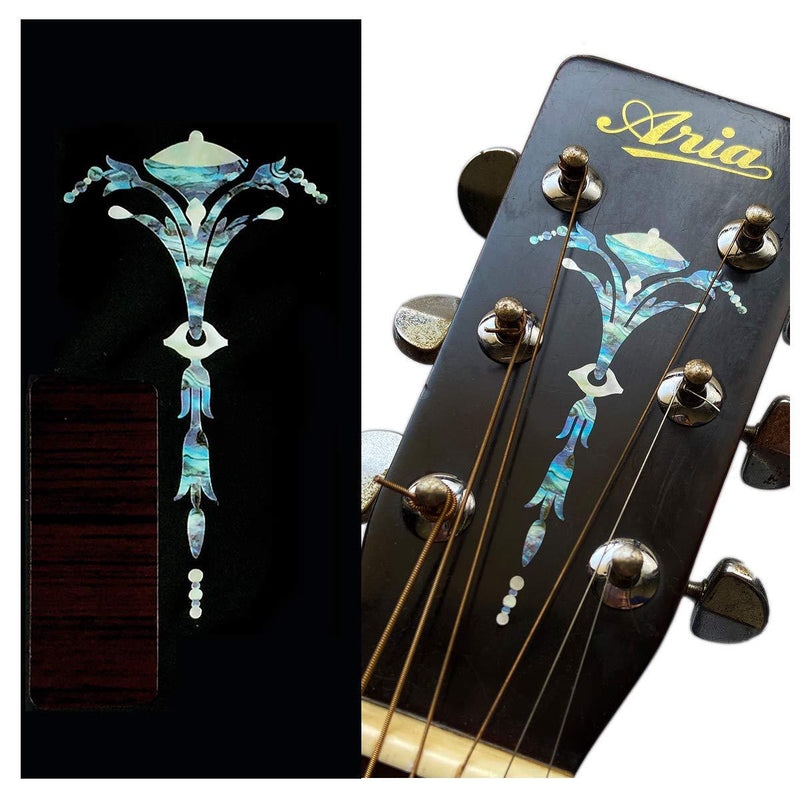 Inlaystickers for Guitar Headstock - Old Torch - Abalone Blue H-115OT-BL