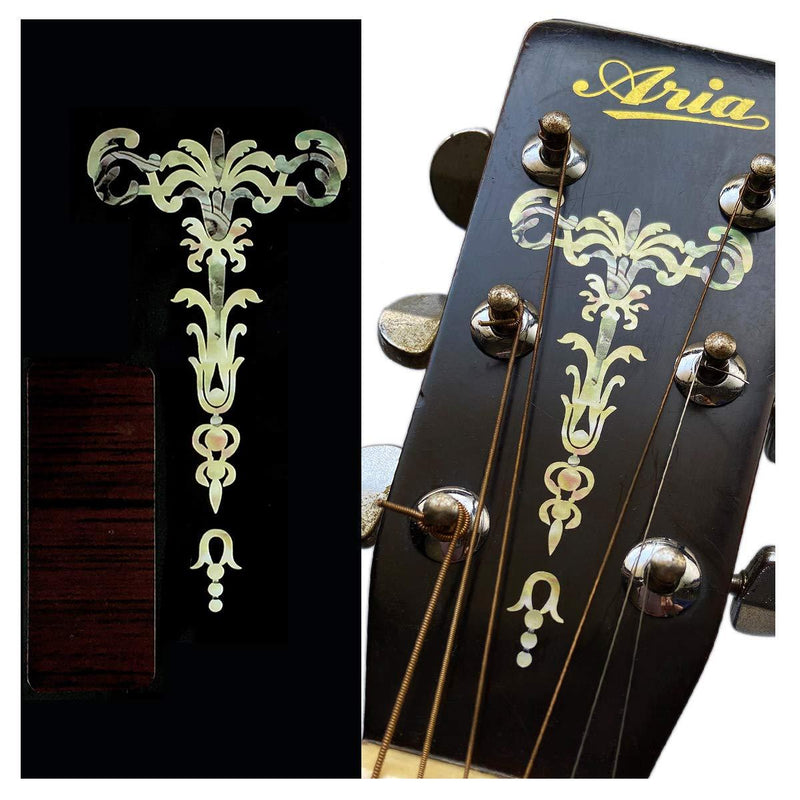 Inlay Sticker H-114GT-WT Guitar Headstock - Gothic Torch - Aged White Pearl