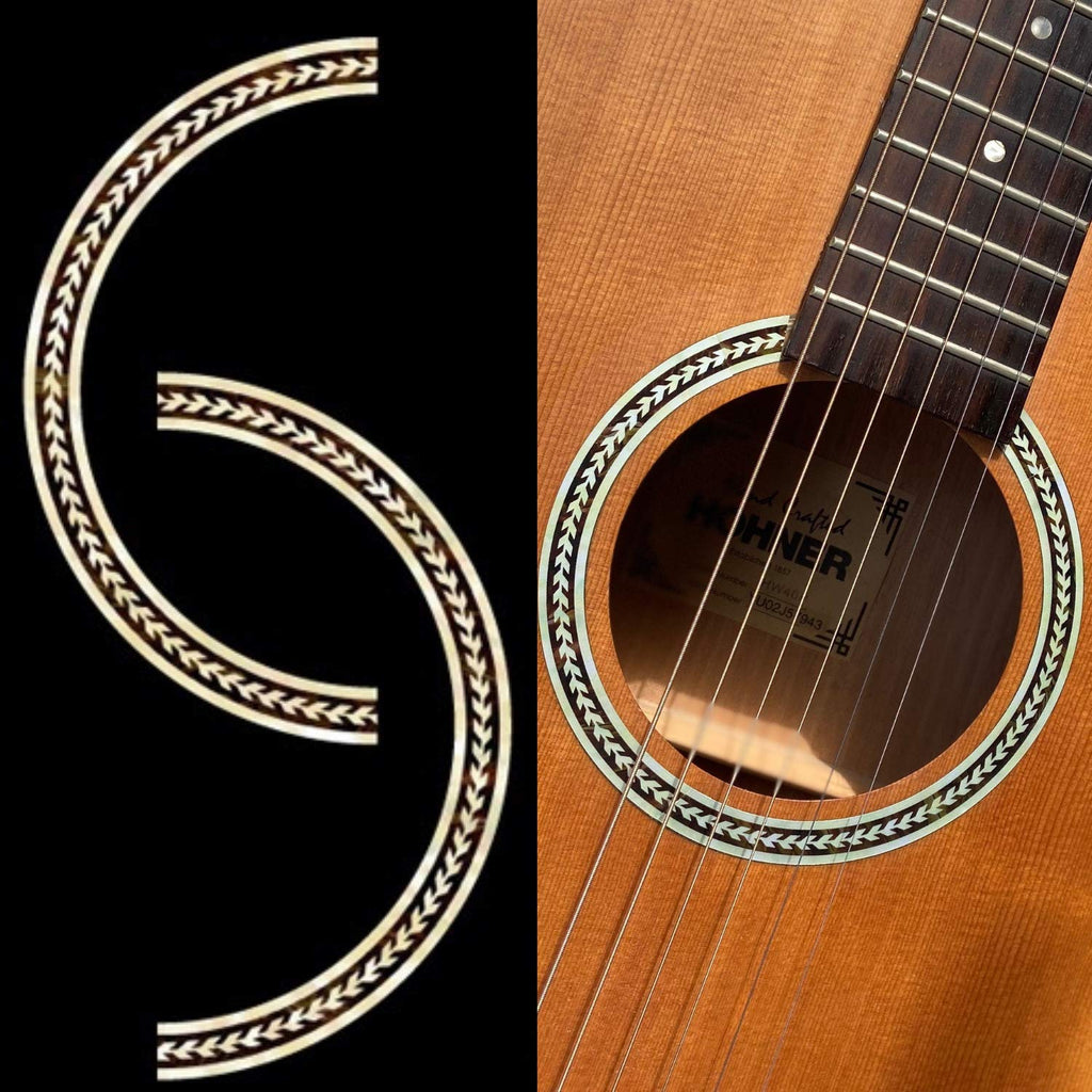 Inlaystickers for Acoustic Guitars - Soundhole Rosette/Purfling - Herringbone RS-243HE