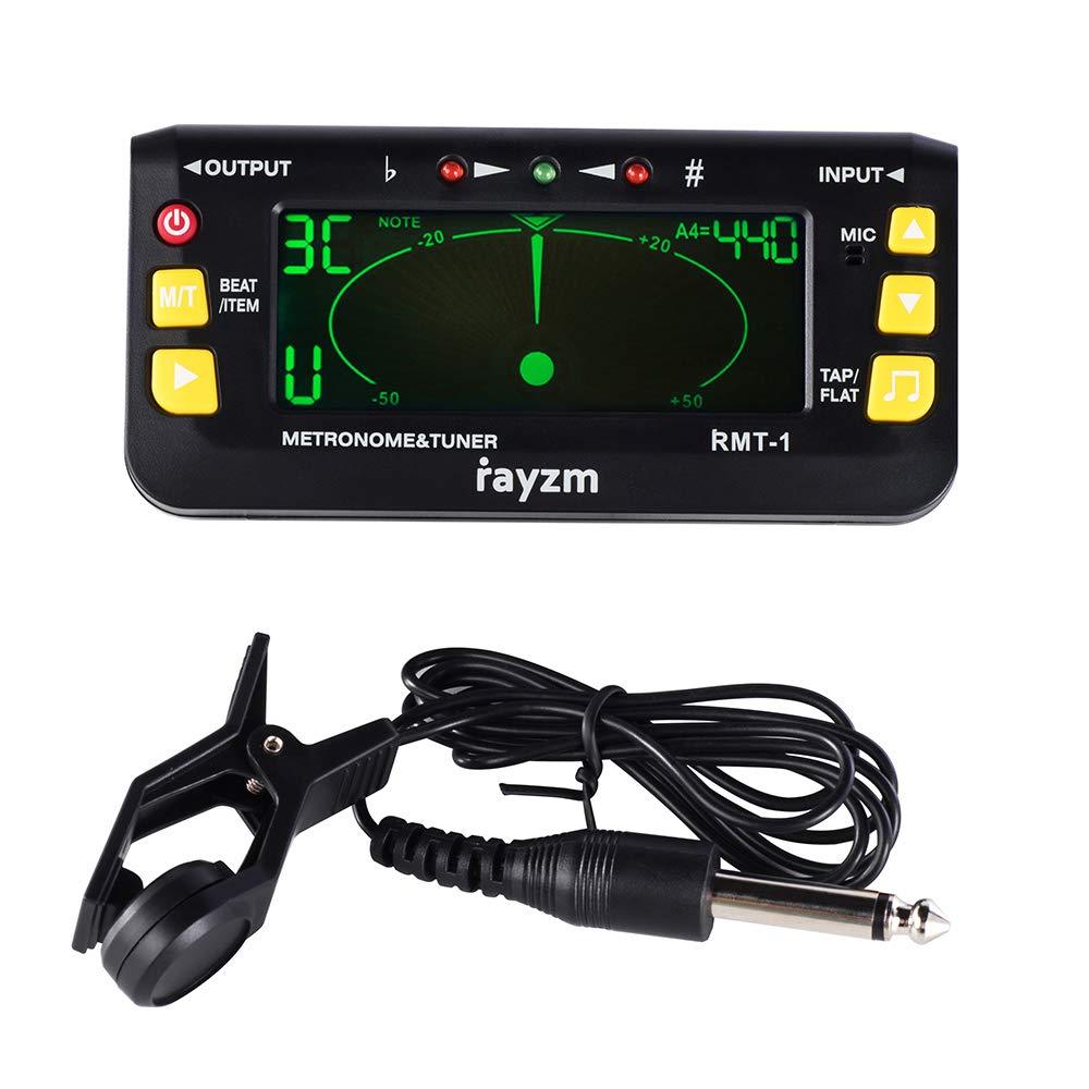 Rayzm Metronome Tuner (Metro-tuner) for Guitar/Bass/Ukulele/Violin|Chromatic Tuner, Mic/Clip-on Tuning/Line-in Tuning Optional, Flat tuning for Guitar/Bass, Tap Tempo Metronome