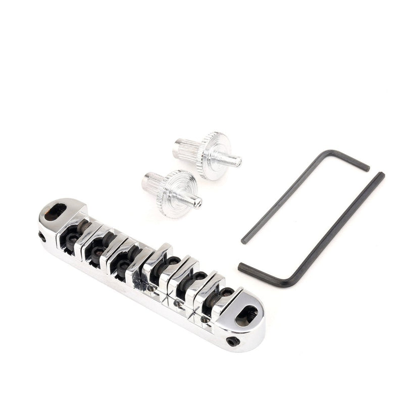 Musiclily Roller Locking Tune-o-matic Guitar Bridge Tunematic Saddle for Les Paul Style Electric Guitar,Chrome Chrome