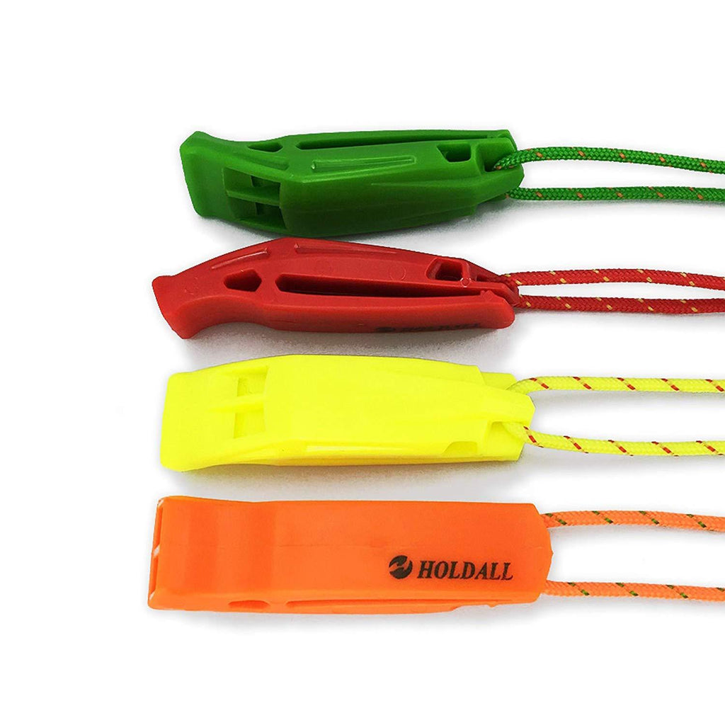 HOLDALL Emergency Whistle with Lanyard, Safety Whistle for Outdoors Camping Survival Kayak Boating & Signaling (Red,Orange,Green,Yellow)