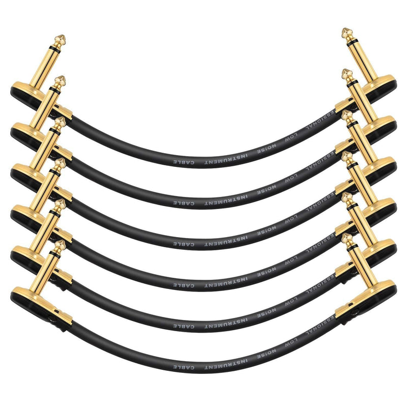 Donner Guitar Patch Cables Right Angle, 6 Inch Effect Pedal Cords 1/4 Instrument Cables for Guitar Bass Effects Pedals 6 Pack 6-pack 15 cm