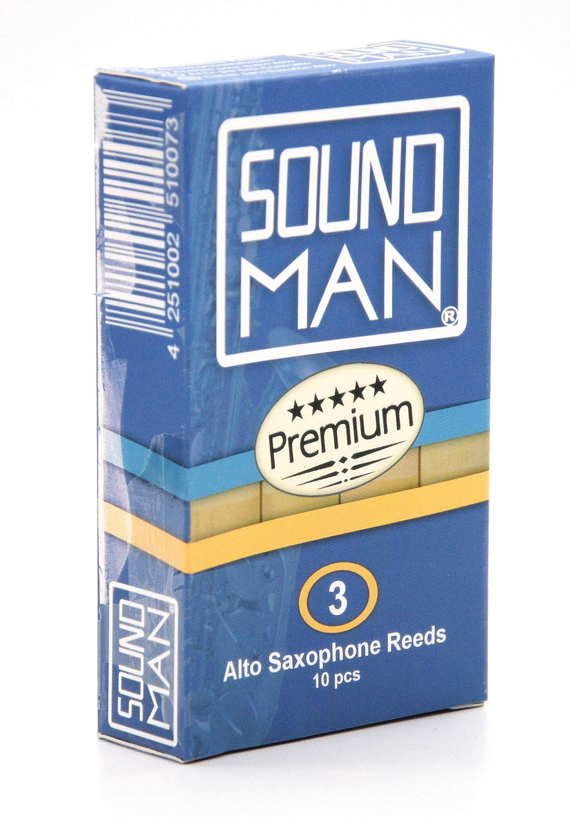 10 Soundman® Reeds for Alto Saxophone (Strength 3.0) - Cane 10 pcs Reed