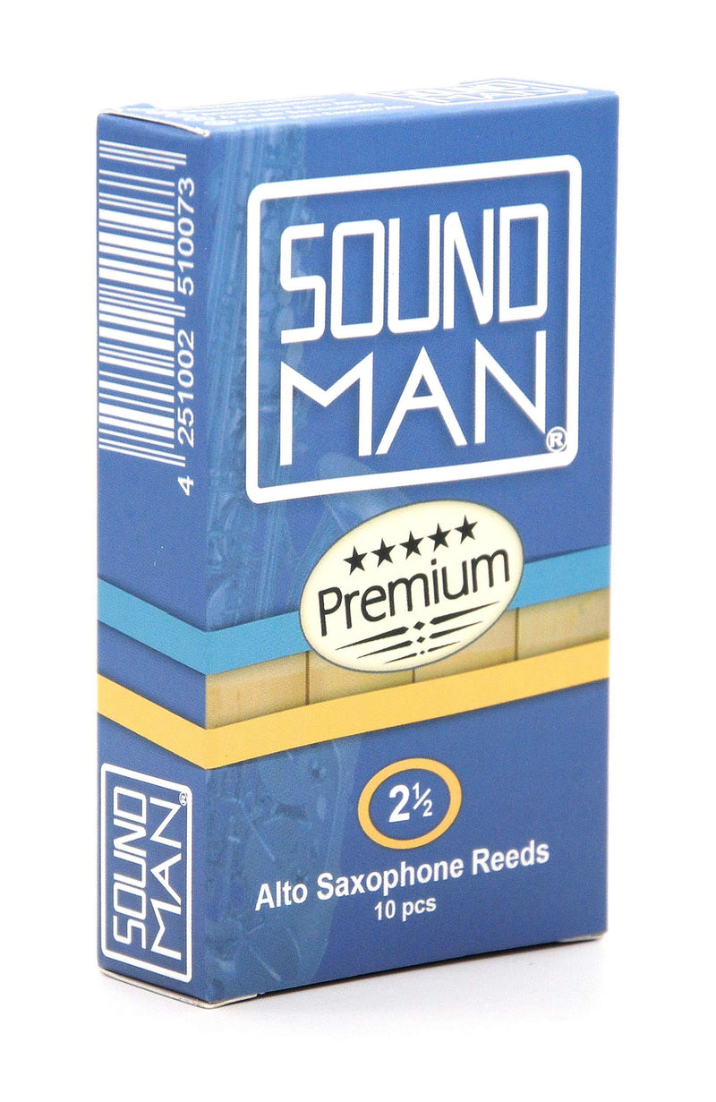 10 Soundman® Reeds for Alto Saxophone (Strength 2.5) - Cane 10 pcs Reed