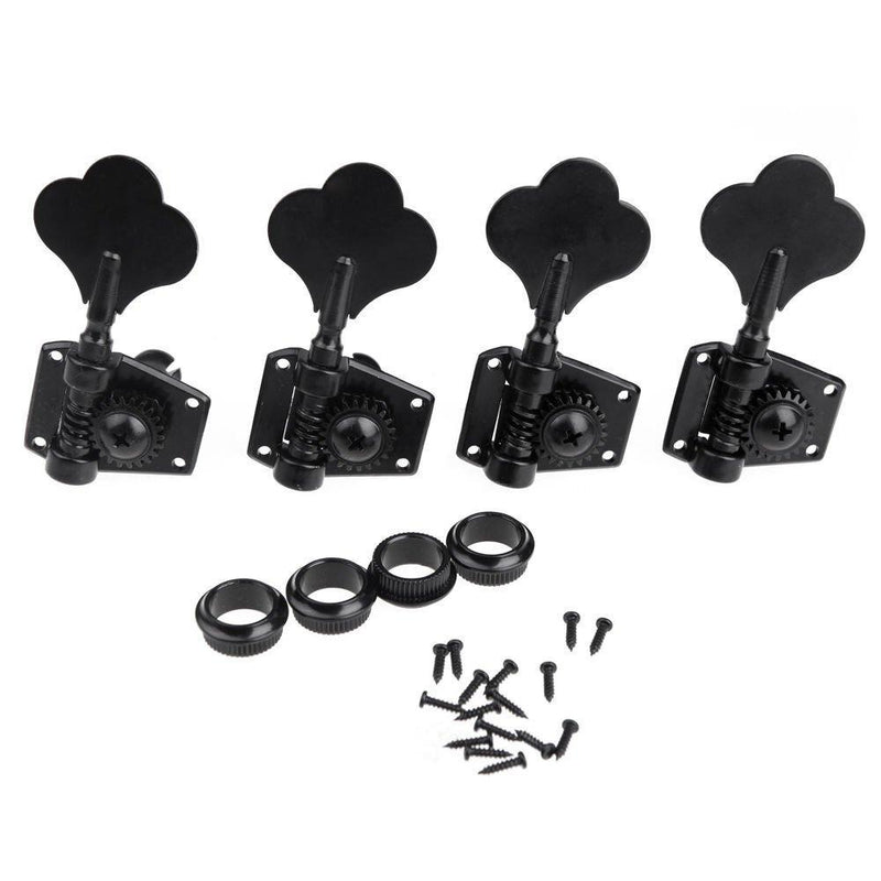 Musiclily 4 in-line Bass Vintage Open Gear Tuners Tuning Keys Pegs Machine Head Right Hand Set for Fender Precison Jazz PB JB Bass Guitar, Black