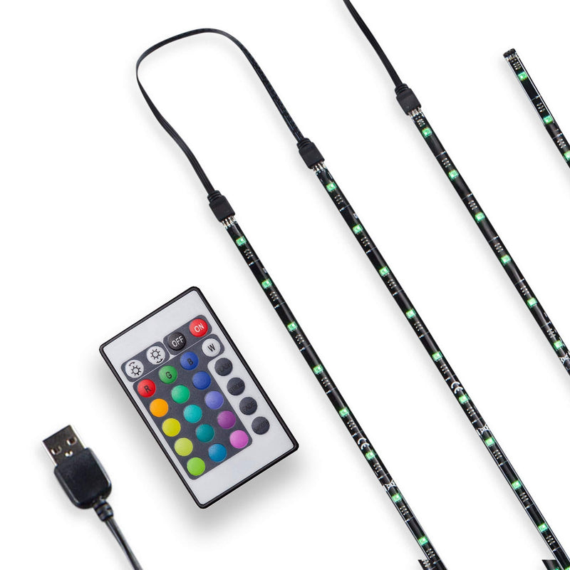 B.K.Licht Multi Color LED TV Backlight, USB LED Strip Light with RGB Remote Control, Home Cinema Lighting, 4 LED Strips for TV, 40-55 - 60 inches, USB Powered, Multi Color, Eco-Friendly