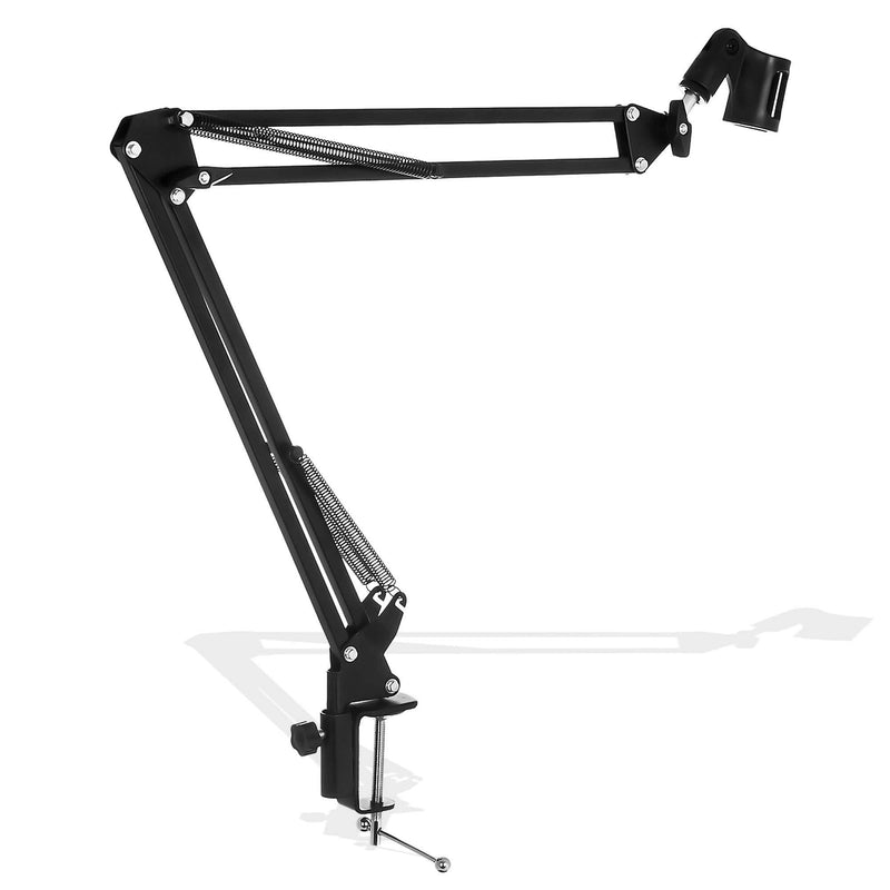 LIVIVO ® Professional Adjustable Microphone Desktop Arm –Folding Scissor Suspension Stand Holder/Shock Mount/Adjustable w Solid Boom Mic Clip – Perfect for Mounting on Desk Table Top for Recording