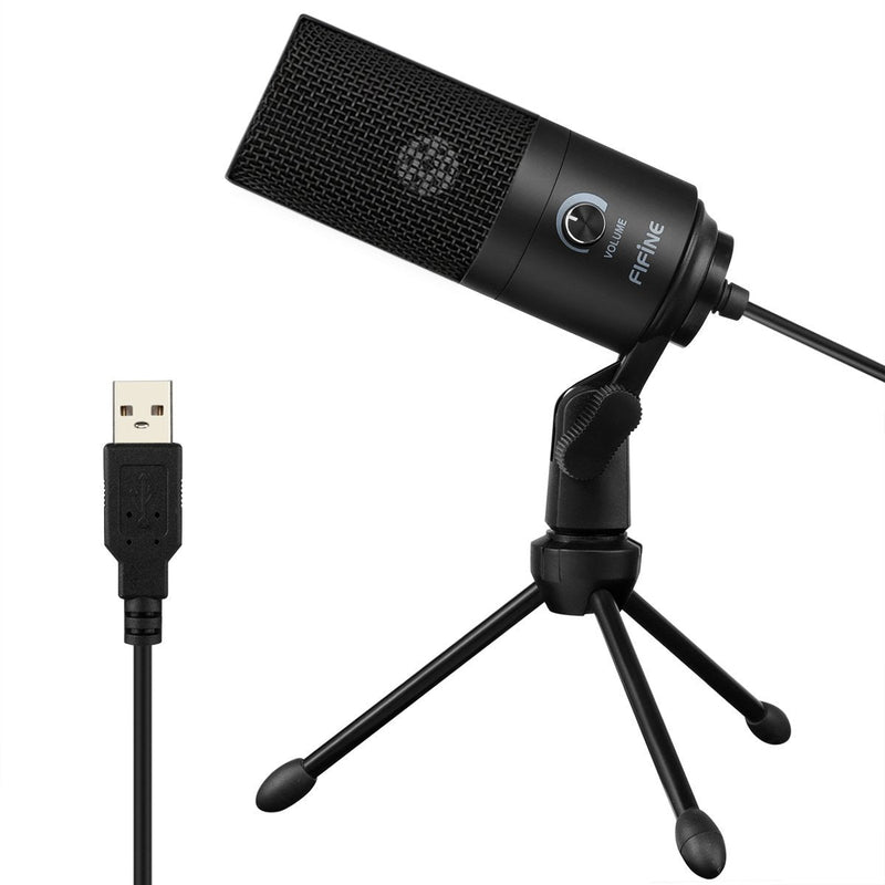 USB Microphone,Fifine Metal Condenser Recording Microphone for Laptop MAC or Windows Cardioid Studio Recording Vocals, Voice Overs,Streaming Broadcast and YouTube Videos-669B Black
