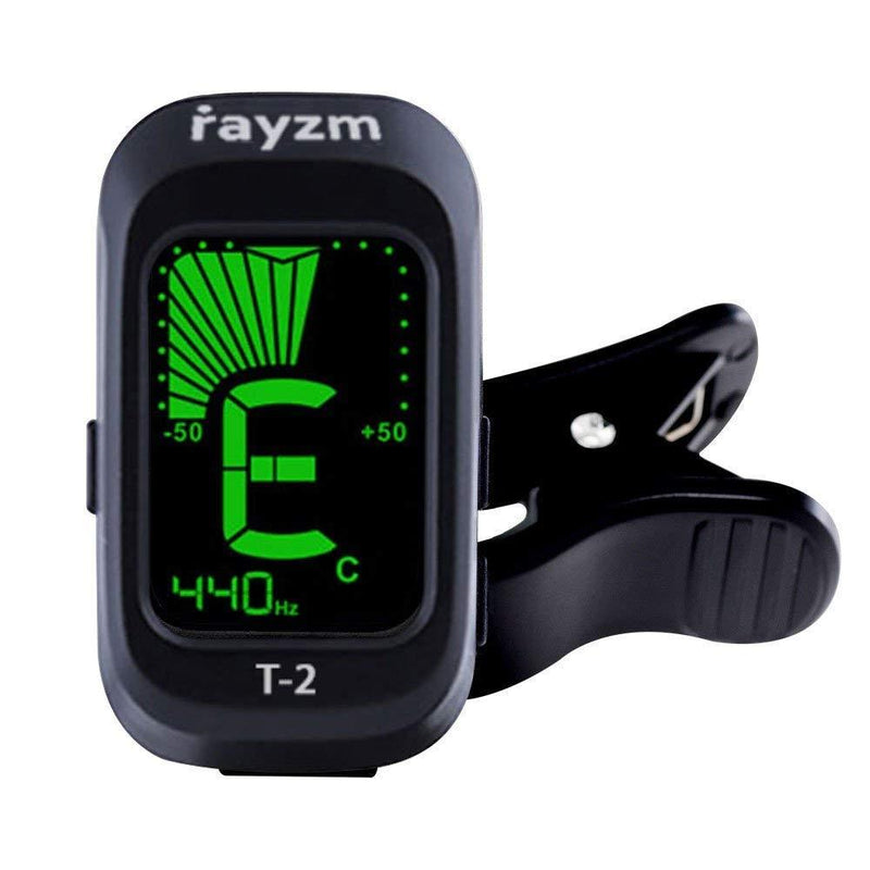 Rayzm Guitar Tuner, Clip-on Tuner for Chromatic/Guitar/Bass/Ukulele/Violin, Large Note Name on Clear LCD Screen for Easy Reading, Calibrated Pitch, Battery Included, Auto Power Off